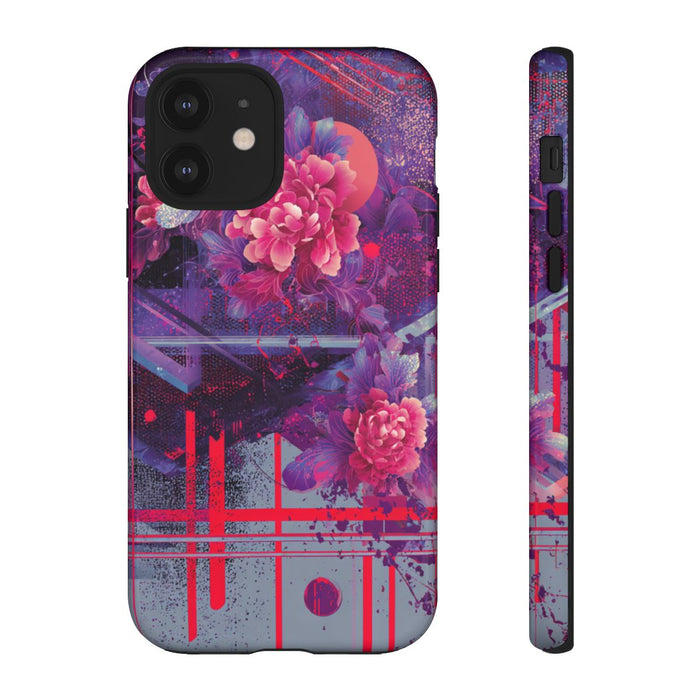 Abstracte Neonbloemen en Geometrie