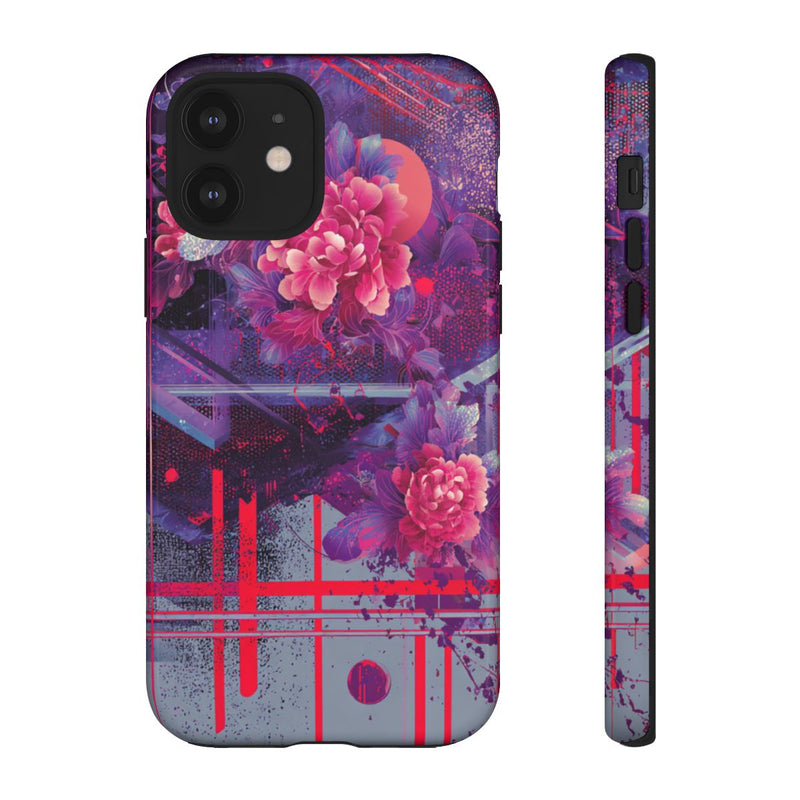 Abstracte Neonbloemen en Geometrie