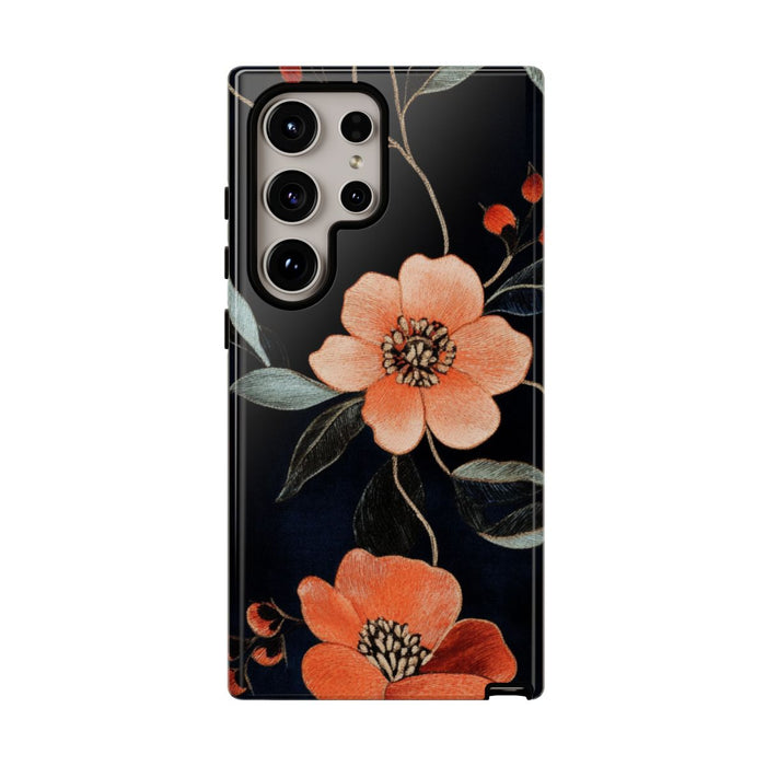 Oranje Geborduurd Bloemenpatroon