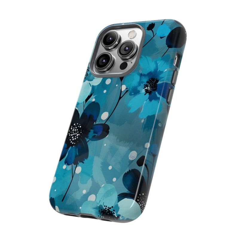 Blauw Bloemenpatroon met Stippen