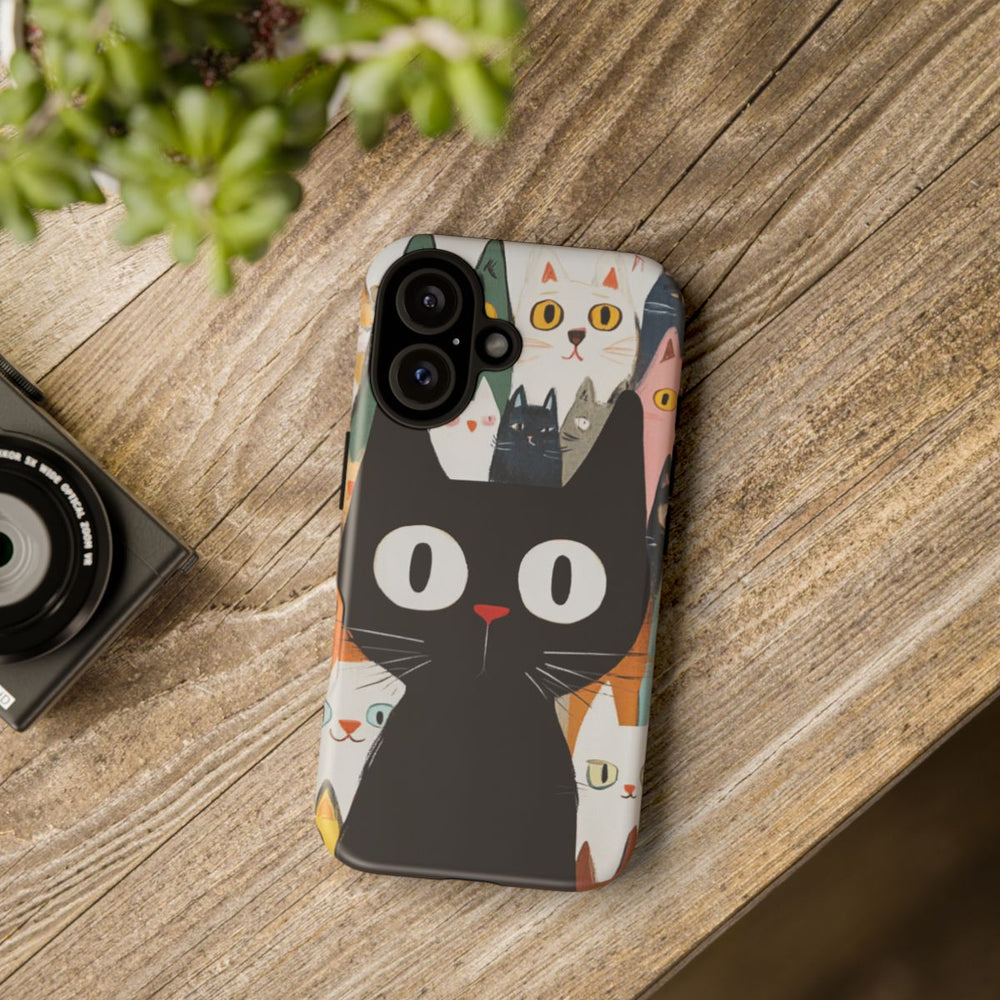 Vrolijke Cartoonkatten met Grote Zwarte Kat