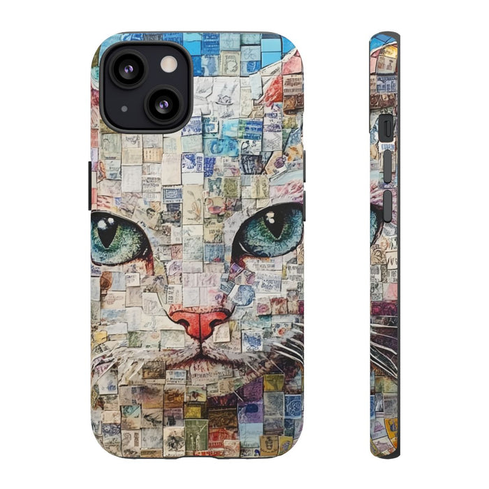 Kattengezicht Collage met Blauwe Achtergrond