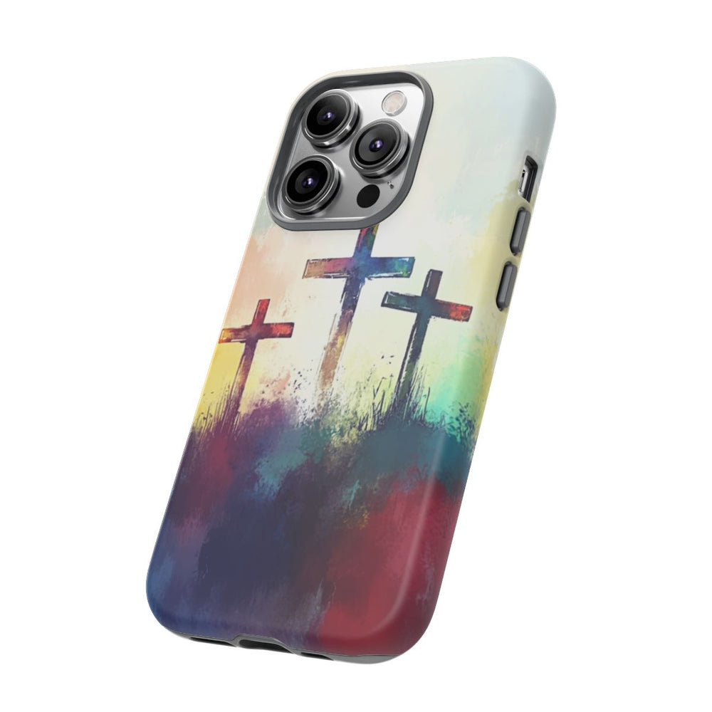 Drie Kruisen in Abstracte Waterverf