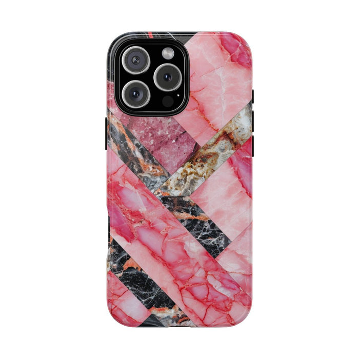 Roze en Zwart Geometrisch Marmerpatroon