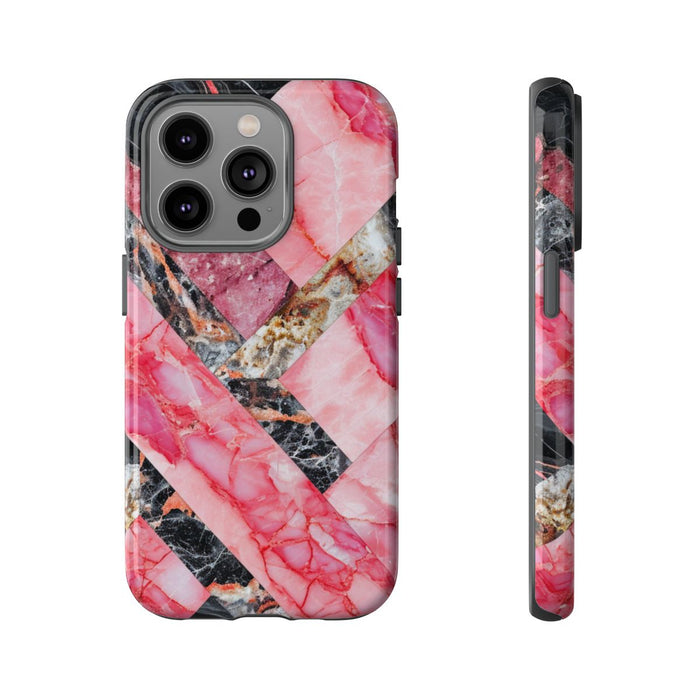 Roze en Zwart Geometrisch Marmerpatroon