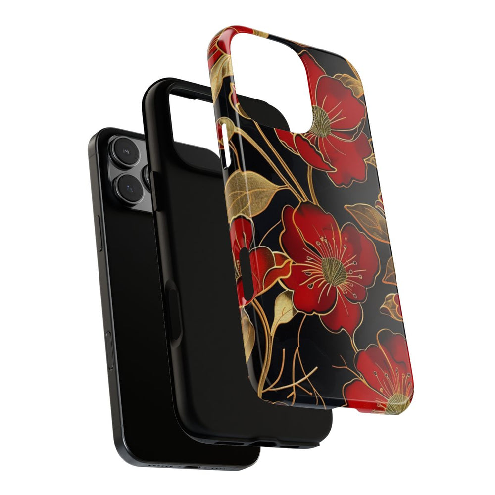 Rood-Gouden Bloemenpatroon