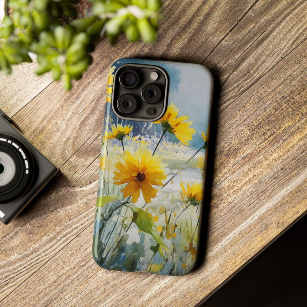 Gele Zonnebloemen in Pastelkleurig Landschap