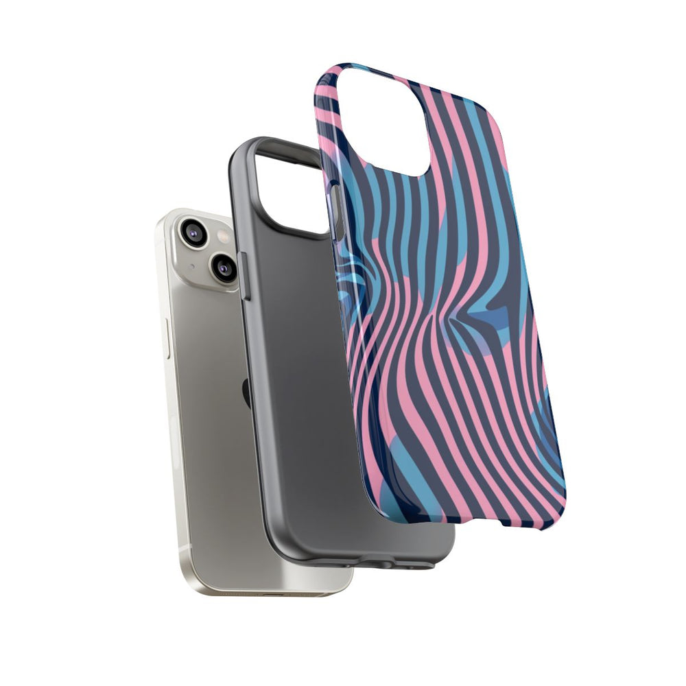 Golvend Blauw-Roze Optische Illusiepatroon