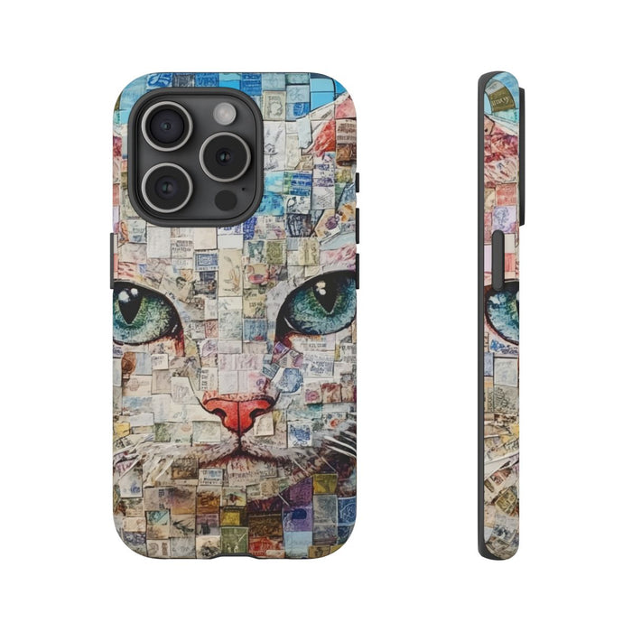 Kattengezicht Collage met Blauwe Achtergrond