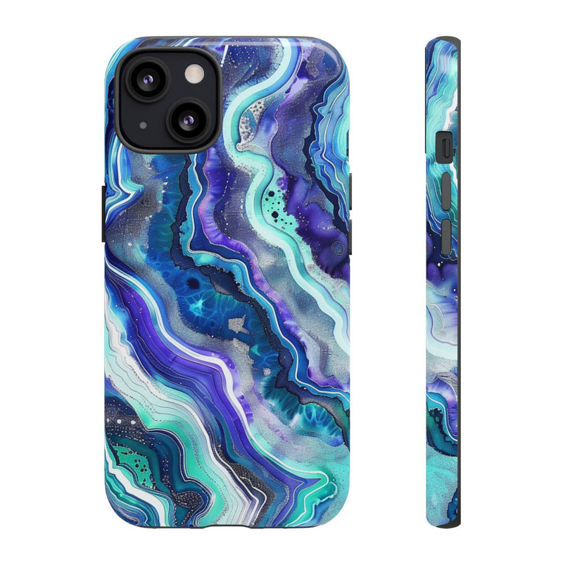 Blauw en Turquoise Geode Wervelpatroon