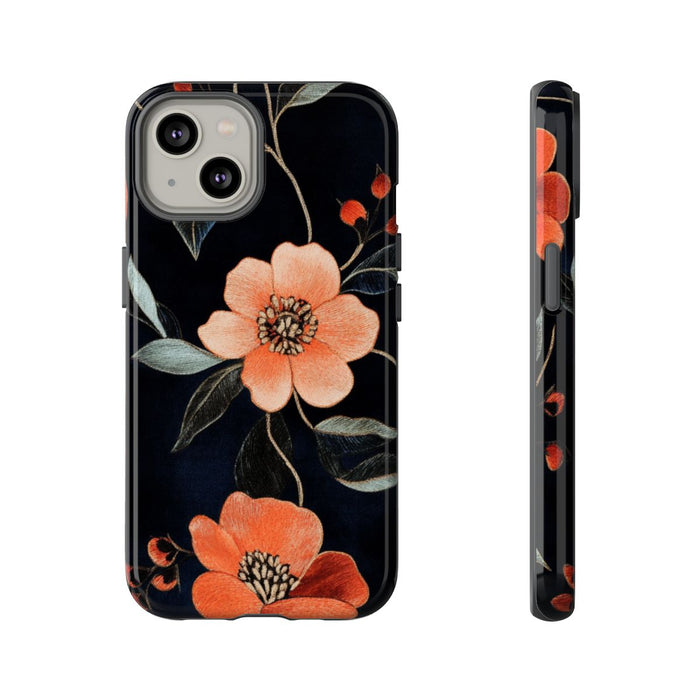 Oranje Geborduurd Bloemenpatroon