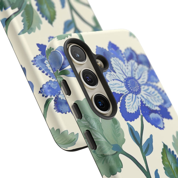 Blauw Waterverf Bloemenpatroon