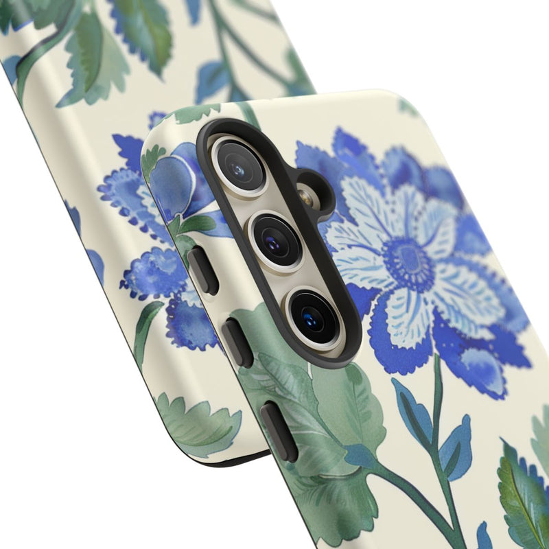 Blauw Waterverf Bloemenpatroon