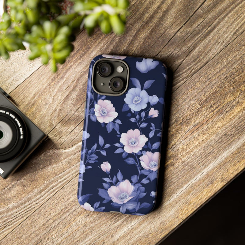 Elegant Blauw-Roze Bloemenpatroon
