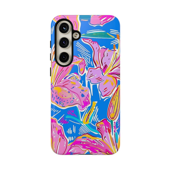 Felroze en Gele Bloemenprint