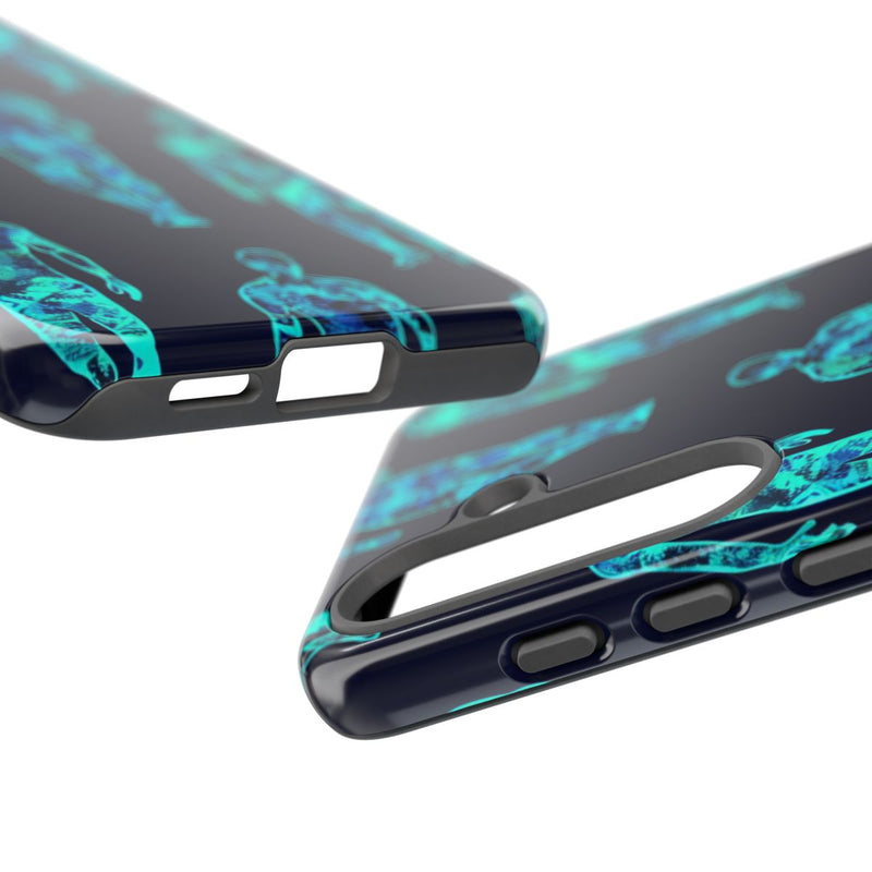 Blauw-Groene Neon Mensfiguren Patroon
