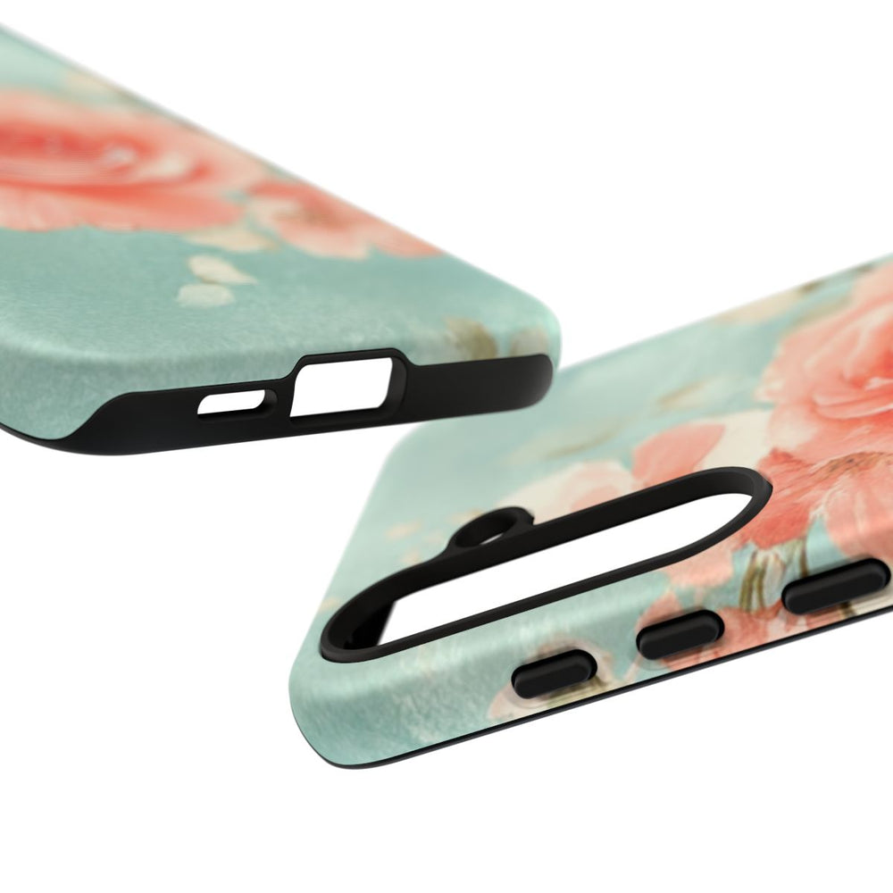 Aquarel Roze Rozen op Turquoise Achtergrond