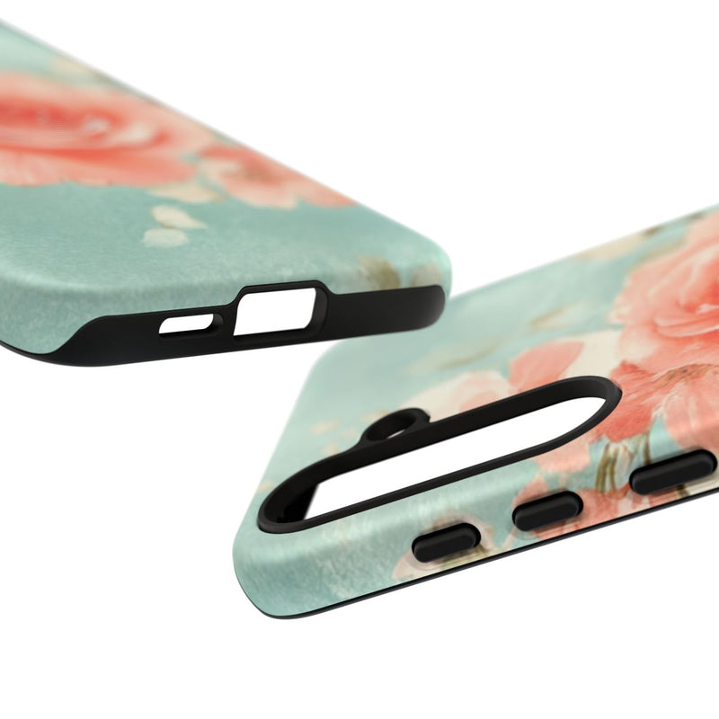 Aquarel Roze Rozen op Turquoise Achtergrond