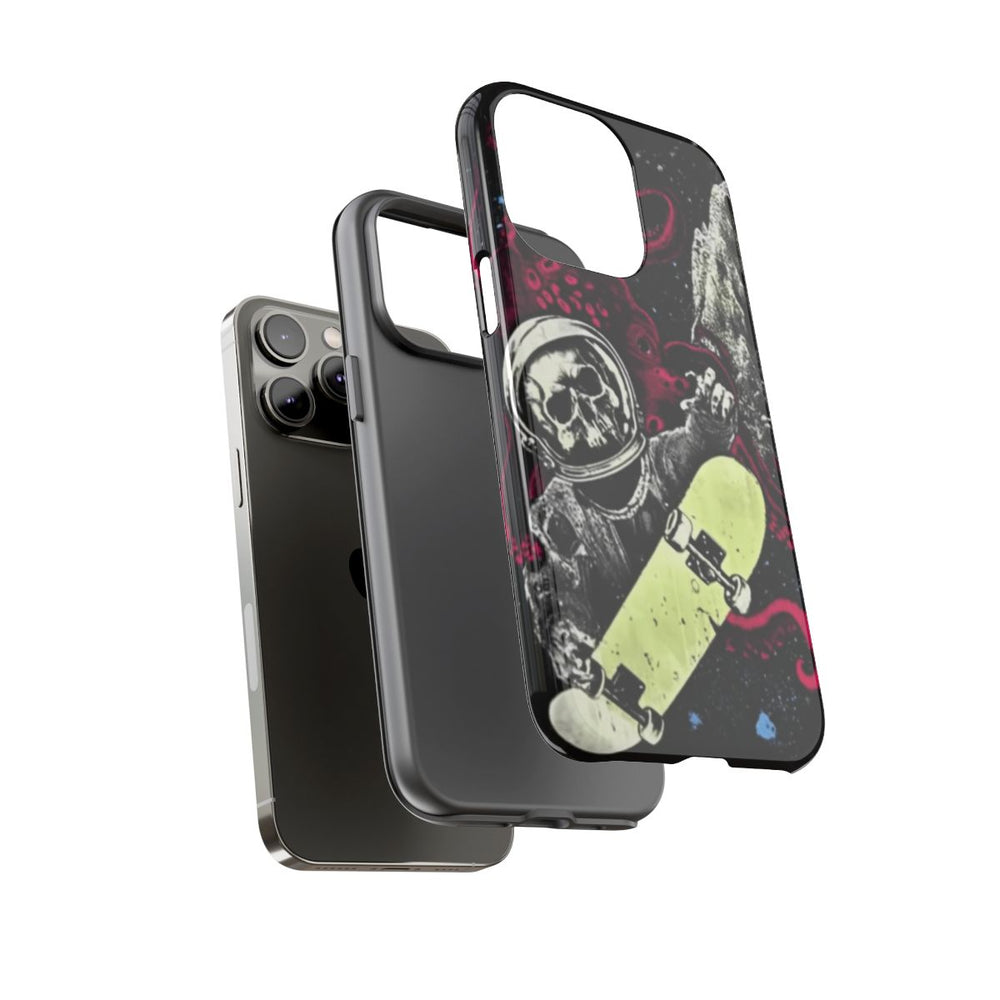 Schedel-Astronaut met Skateboard en Octopus