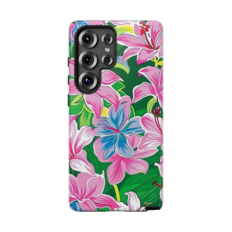 Roze en Blauwe Bloemenprint