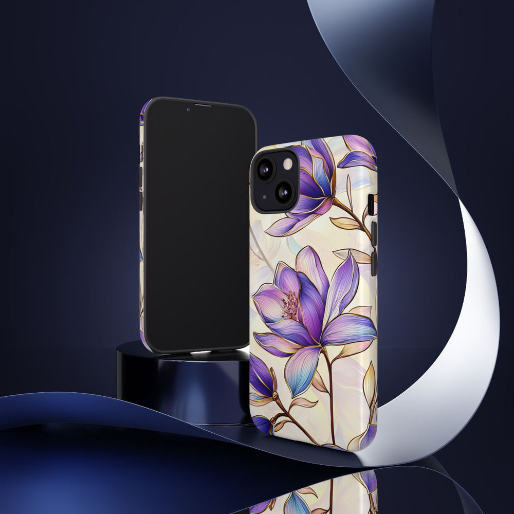 Paarse Magnolia's met Bloemenpatroon