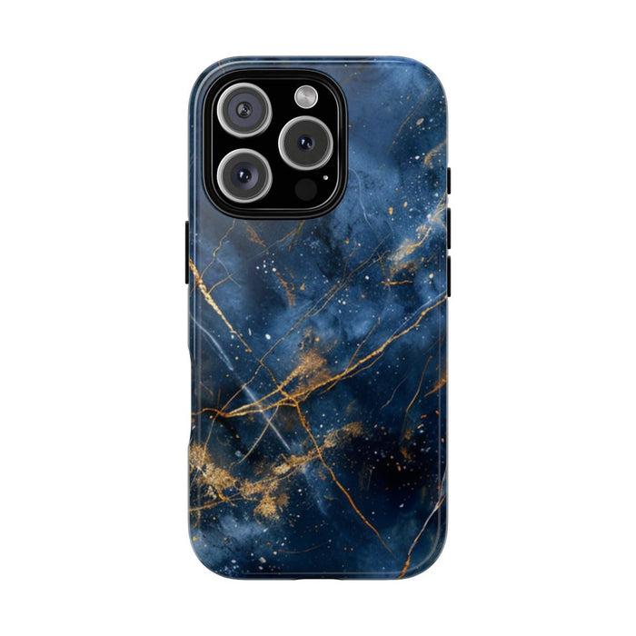Blauw Marmerpatroon met Gouden Adering