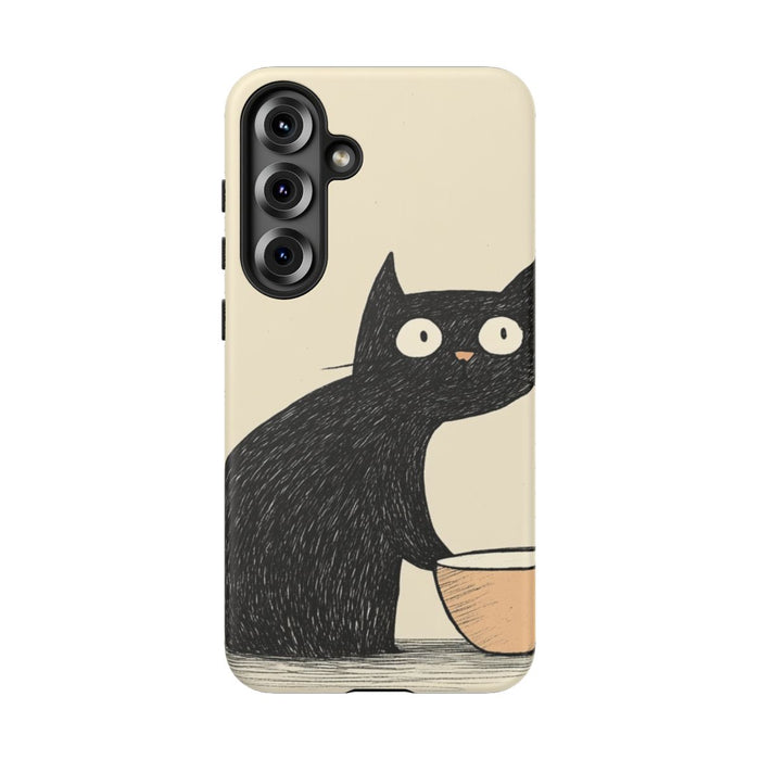 Zwarte Kat met Kom Illustratie