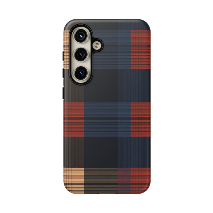 Caramel en Donkerblauw Geruit Patroon