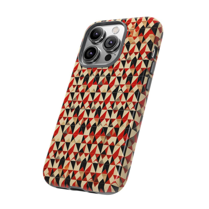 Geometrisch Abstract Patroon in Rood en Zwart
