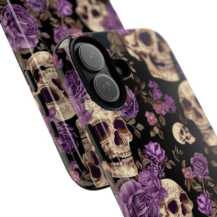 Paarse Rozen en Schedels Patroon