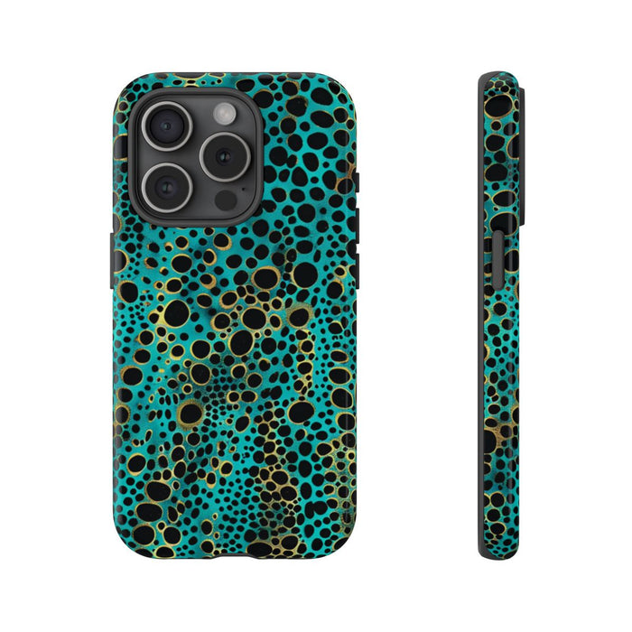 Turquoise en Zwart Abstract Stippenpatroon