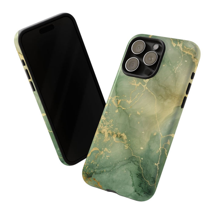 Groene en Gouden Marmer Abstract