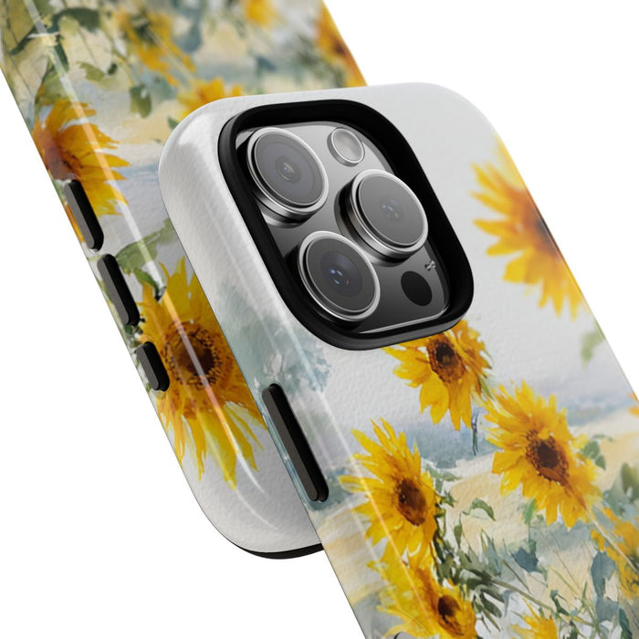 Gele Zonnebloemen in Pastelkleurig Landschap