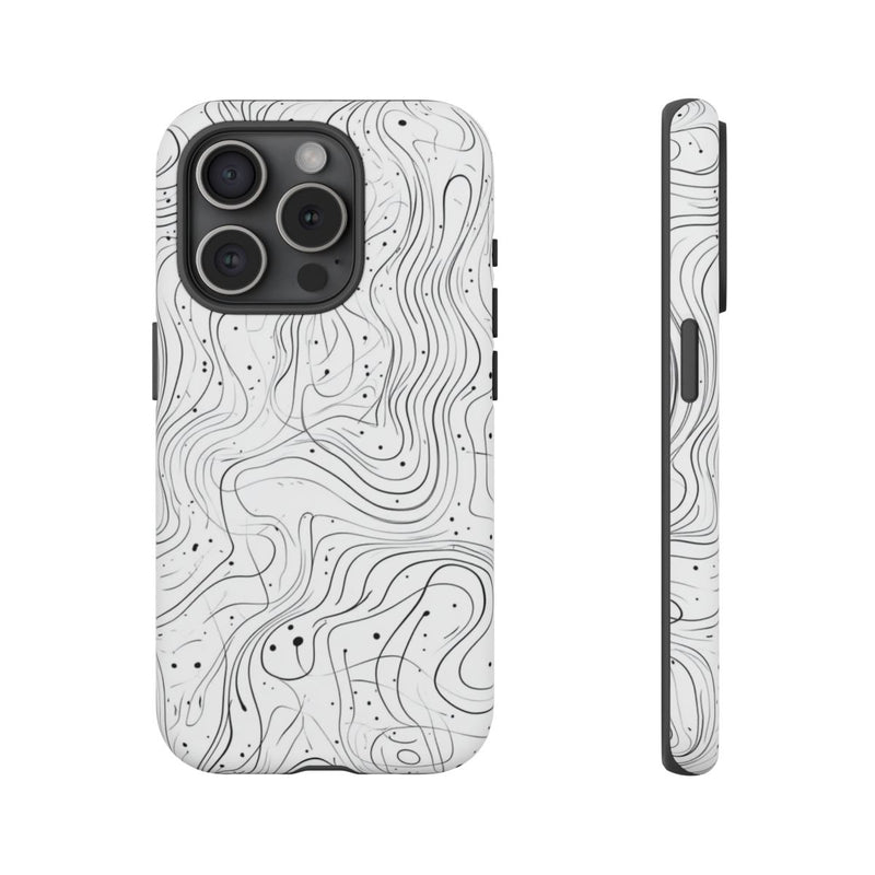 Abstract Zwart-Wit Golvend Lijnenpatroon