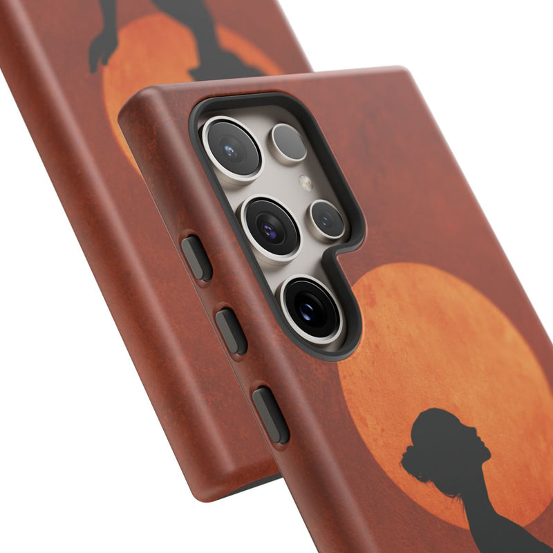 Zilveren Silhouet van Vrouw met Zon Boven Haar Hoofd