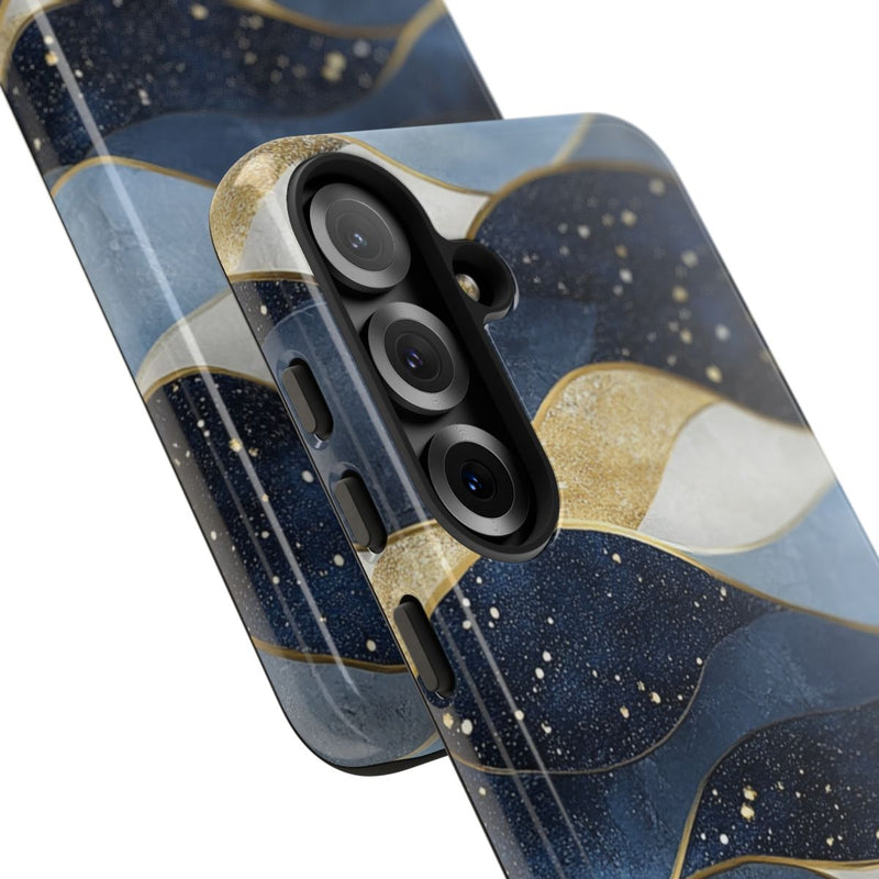 Abstract Blauw-Goud Golvenpatroon