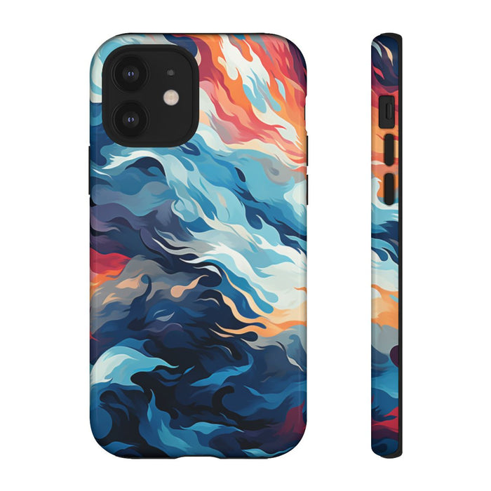 Abstracte Oceaangolven met Vurige Kleuren