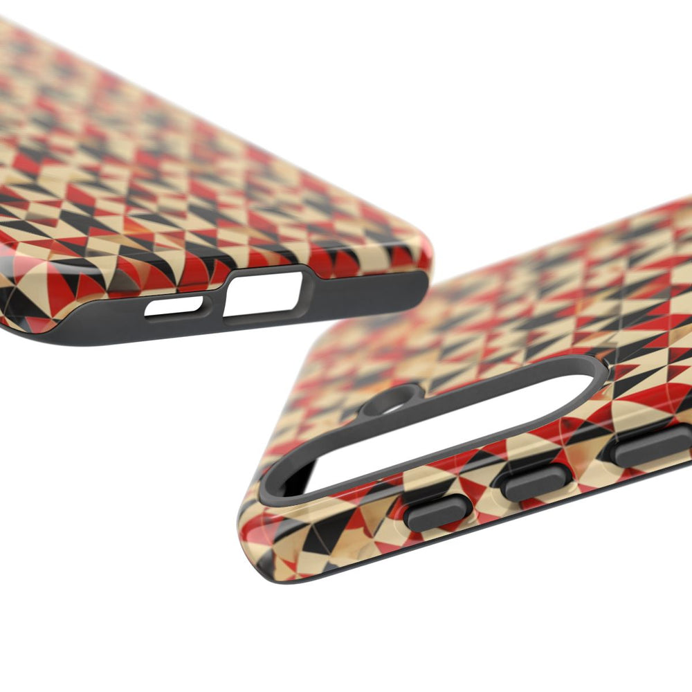 Geometrisch Abstract Patroon in Rood en Zwart