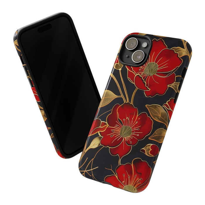 Rood-Gouden Bloemenpatroon