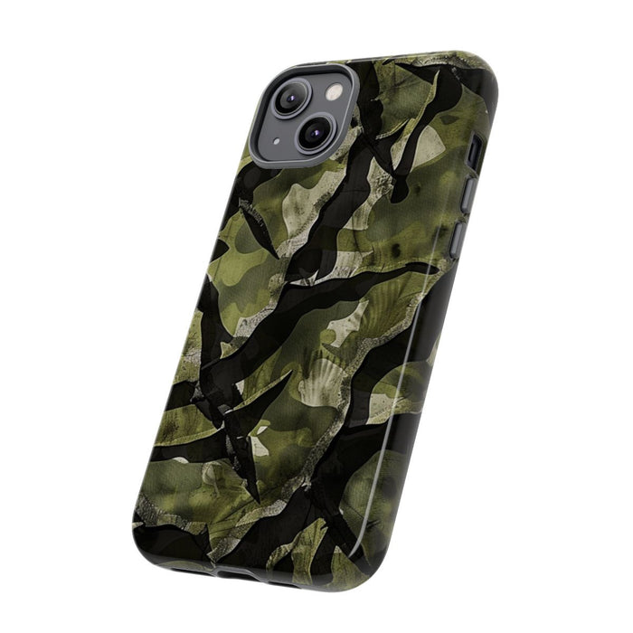 Groen Camouflagepatroon met Zwarte Abstracte Vormen