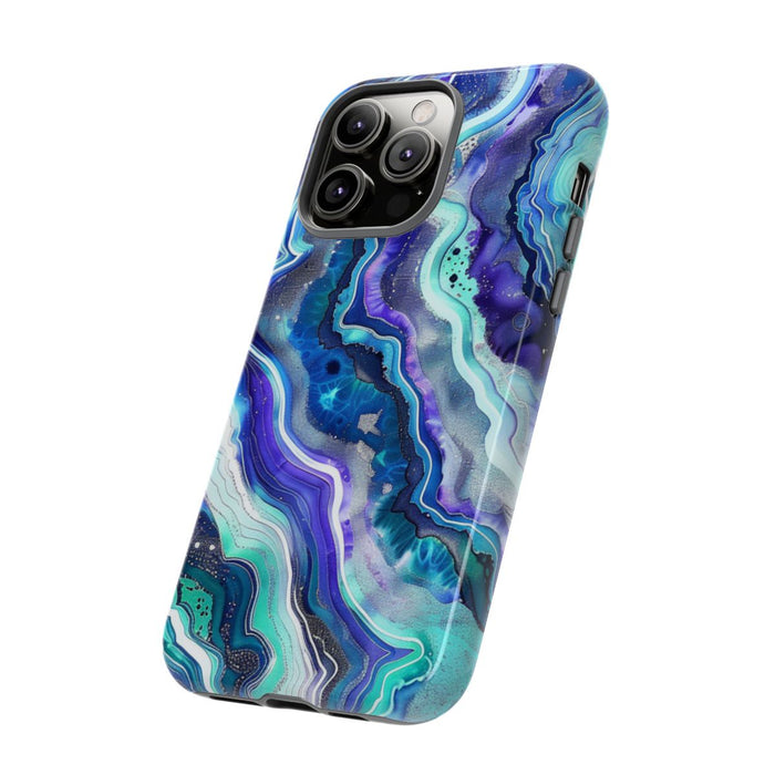 Blauw en Turquoise Geode Wervelpatroon