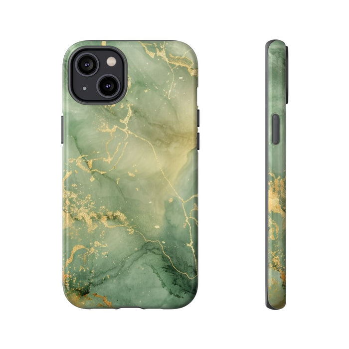 Groene en Gouden Marmer Abstract