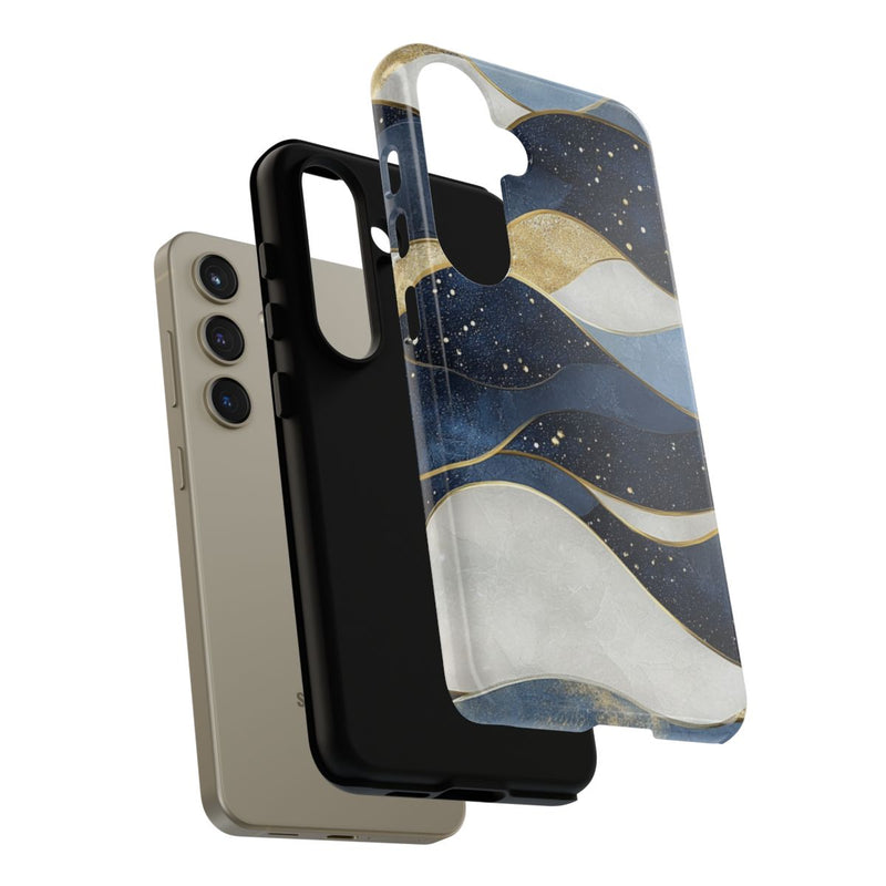 Abstract Blauw-Goud Golvenpatroon