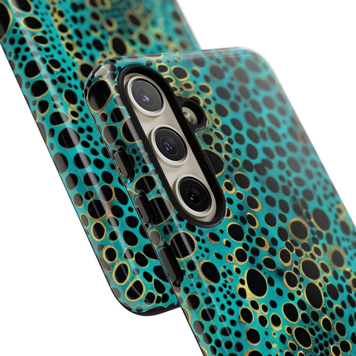 Turquoise en Zwart Abstract Stippenpatroon