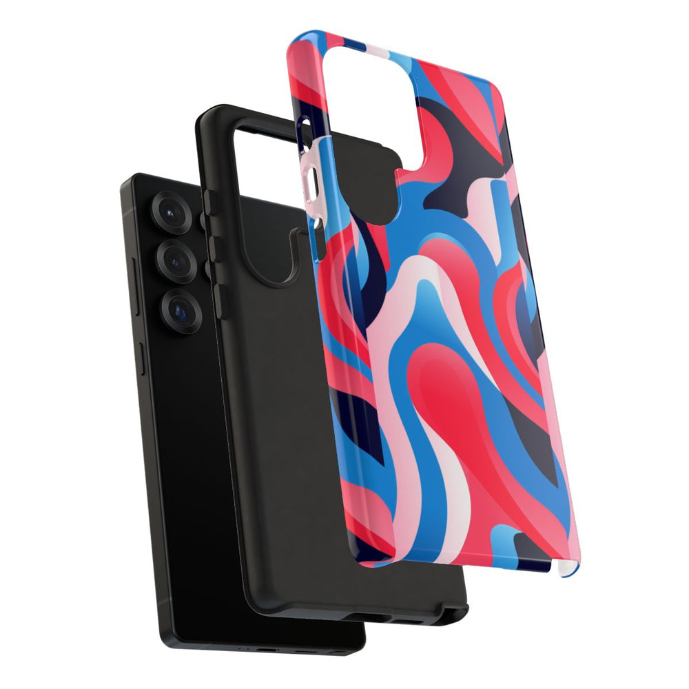 Blauw-Rood Abstract Golvend Patroon