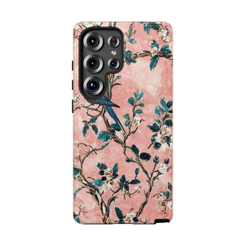 Exotische Vogels en Bloemen op Roze Marmer