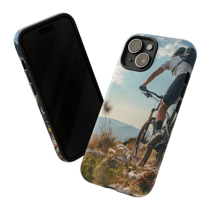 Mountainbiker op Rotsachtig Pad