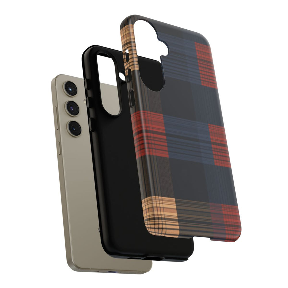 Caramel en Donkerblauw Geruit Patroon