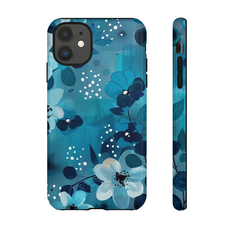 Turquoise Bloemenpatroon met Stippen