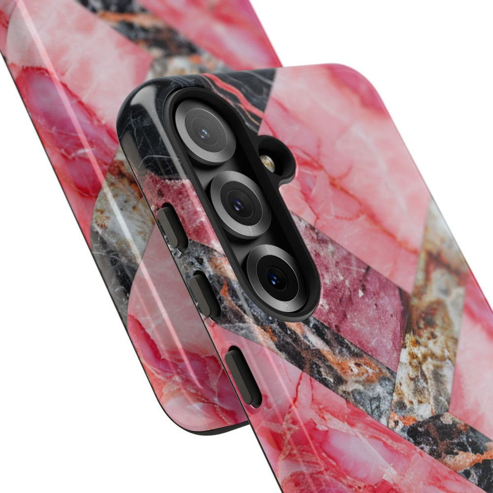 Roze en Zwart Geometrisch Marmerpatroon